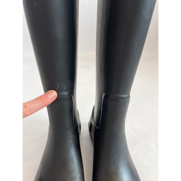 SAM EDELMAN XENIA WOMENS TALL RUBBER RAIN BOOTS WELLIES BLACK TAN SIZE 7M - Picture 3 of 12